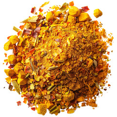png style image of dry aji amarillo spice blend, bright yellow Peruvian mix, isolated on white background 