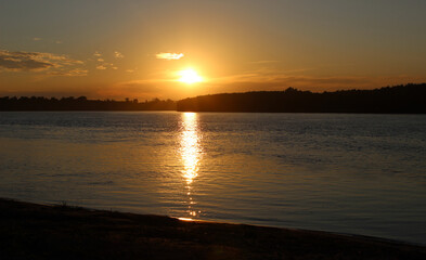 Beautiful sunset over the river