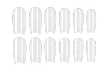 Set of artificial fingernails showing different sizes on transparent background