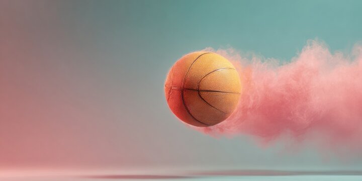 High-Quality Basketball in Flames with Motion Trails Modern Sports Energy Focus for Millennial Marketing and Social Media Campaigns