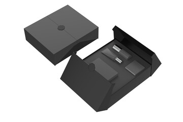 Blank cosmetic gift set box isolated on white background. 3d illustration.