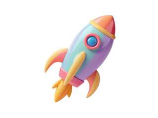 3D vector rocket in cartoon style