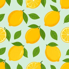 Obraz premium Lemon pattern on light mint