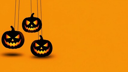 Halloween pumpkins hanging orange background - Powered by Adobe
