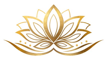 Fototapeta premium A luxurious beauty logo with a lotus flower in metallic gold foil style on white background. 