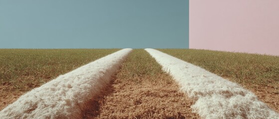 Professional Close-Up of Cricket Pitch Crease with Boundary Lines High-Quality Sports Surface for Modern Marketing and Competitive Strategy Content