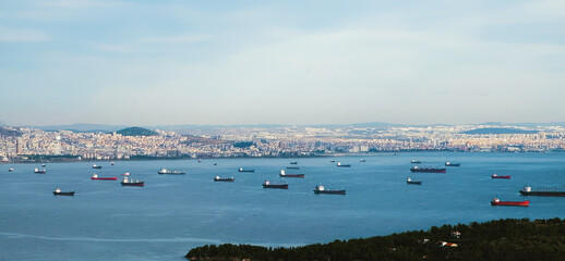 Cargo ships and tankers at Marmara sea