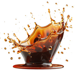 soy sauce, splash droplets, dark condiment, Asian cooking, isolated, PNG, white background, glossy cut-out 