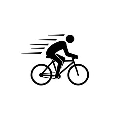 Obraz premium Fast-paced cyclist pictogram: Black and white minimalist vector graphic, dynamic motion blur, active lifestyle concept, speed and efficiency illustration; perfect for website design, app icon