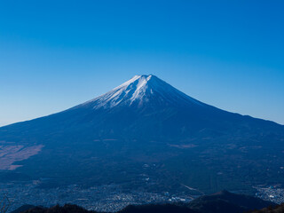 冬の三ッ峠山からの富士山