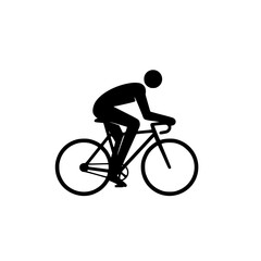 Naklejka premium Simple Black Silhouette of Cyclist Riding Road Bicycle, Active Lifestyle, Fitness Icon