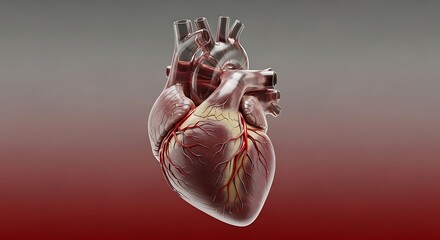 Realistic 3D Rendering of Human Heart Against Gradient Background