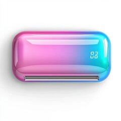 Fototapeta premium Iridescent Pink and Blue Charging Case with Digital Display