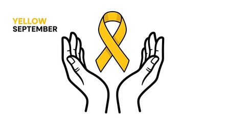 Yellow september suicide prevention awareness month isolated on white background