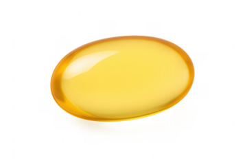 Golden vitamin pill promoting health and wellness on transparent background