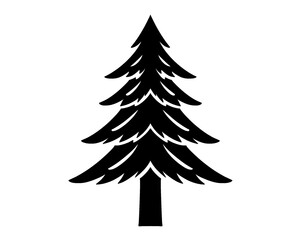 pine tree silhouette, icon isolated on white background	