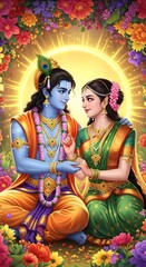 Beautiful krishna radha image hd wallpaper download love couple hindu god divine romance art painting