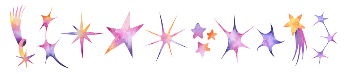 Watercolor star illustration on white background