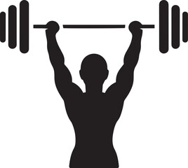 Weight Lifter Silhouette Icon - Bodybuilder Lifting Barbell Vector