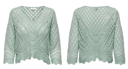 Crochet Sweater  Woman wearing beige knitted cardigan closeup