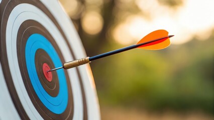 Arrow landing in bullseye zone — conveying insight, planning, and successful execution
