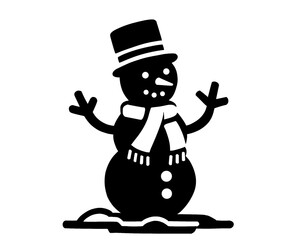 Snowman silhouette, black snowman icon, vector illustration	