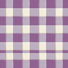 Purple and cream checkered pattern for fabric background, seamless textile design.