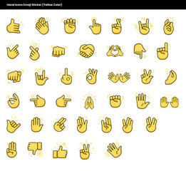 Hand Icons Emoji Sticker (Yellow Color)
