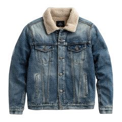 Light wash denim jacket with sherpa collar (2)