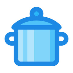 kitchen pot blue filled color icon.