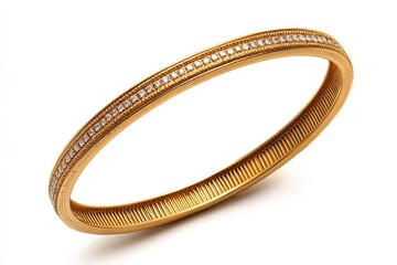Gold bangle, diamond-studded