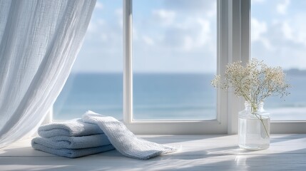 Coastal Room with Ocean View and Cleaning Cloths