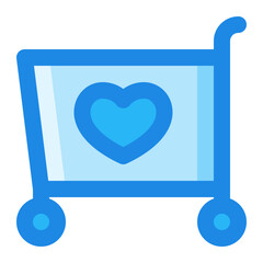 cart shopping favorite blue filled color icon.