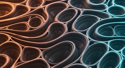 Abstract interwoven smooth flowing shapes with gradient lighting background