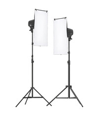 Two studio lights with reflectors on stands