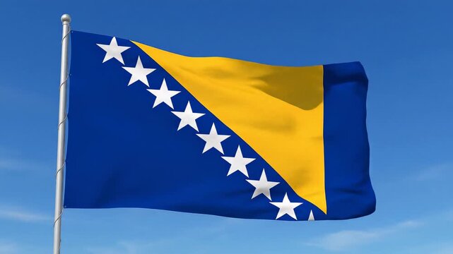 bosnia and herzegovina national flag waving