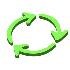 3d recycle arrow icon Recycling resources symbol Reuse of materials, zero waste, green environment, saving the planet