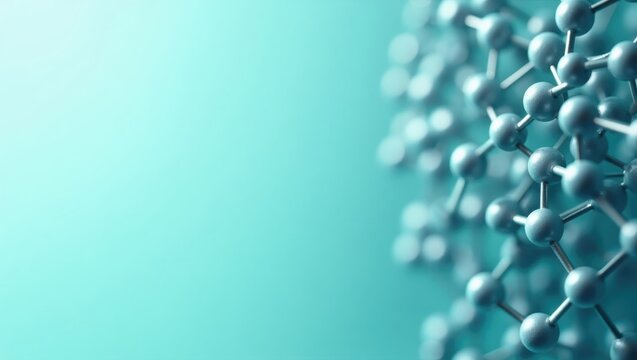 Feedforward Neural Network. Molecular structure blue silver close up s - Powered by Adobe