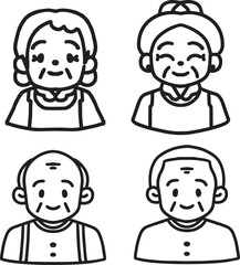 Elderly People Cartoon Portraits