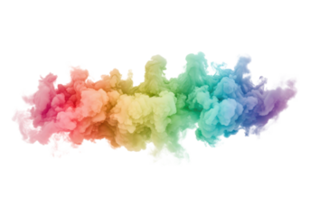 Rainbow smoke cloud abstract isolated on transparent background