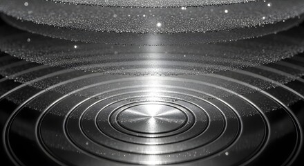 Concentric metallic circles with condensation droplets abstract texture