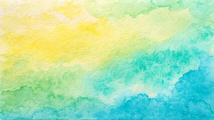 Fototapeta premium Vibrant watercolor wash with soft yellow, green, and blue hues evoking a fresh, natural feel