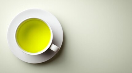 White tea cup with bright yellow liquid