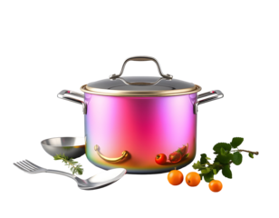 Rainbow Cookware Set with Ingredients
