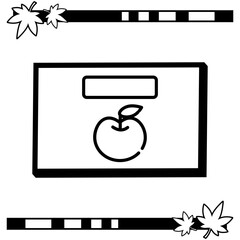Minimal Line Icon of a Children's Picture Book with an Apple on the Cover