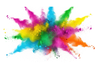 Colorful powder explosion isolated on transparent background