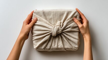 Wrapped gift box tied with knot