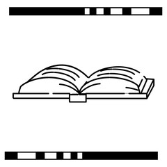 Outline Icon of Open Book Lying Flat on Table