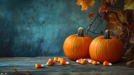 Fall pumpkins candy corn autumn leaves halloween thanksgiving seasonal