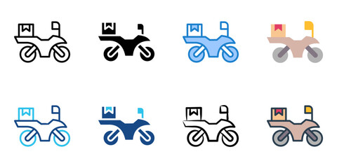 motorcycle delivery icon set multiple style collection 
